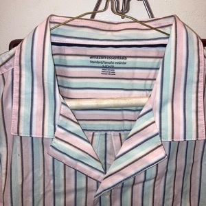 Amazon Essentials striped button up short sleeve shirt